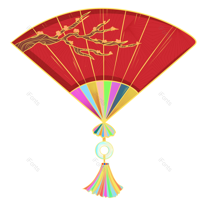 喜庆图片,中国元素,扇子PNG,免抠素材